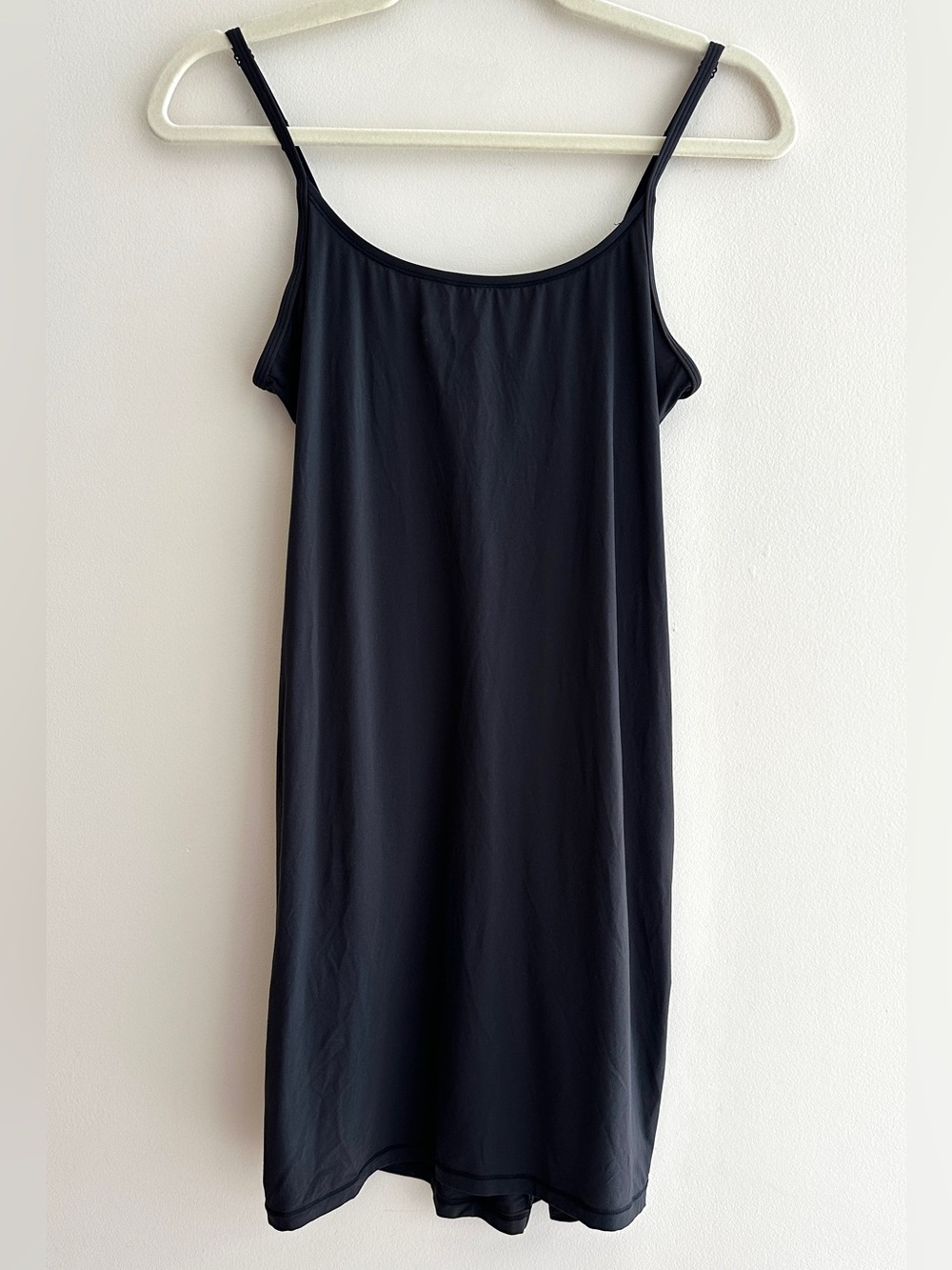SKIMS Fits Everybody Slip Dress, Black/Onyx, Athleisure Mini, Size Large